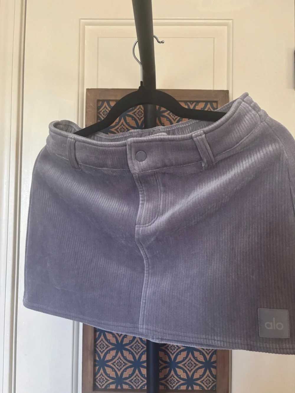 ALO Yoga Lavender Ribbed A-Line Mini Skirt